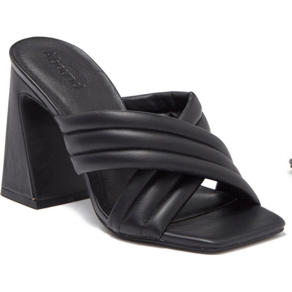 Abound Pearl Cross Band Black size 7 block heel sandal shoe